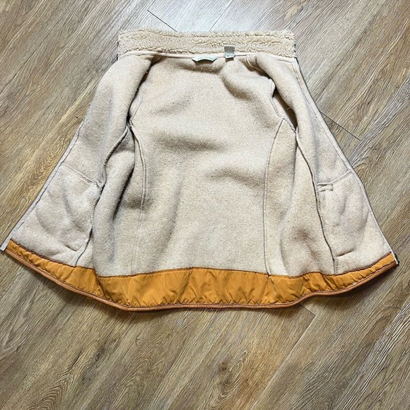 Orvis Jacket Sherpa Fleece Tan Brown Elbow Patch Leather Trim Small - Picture 13 of 14